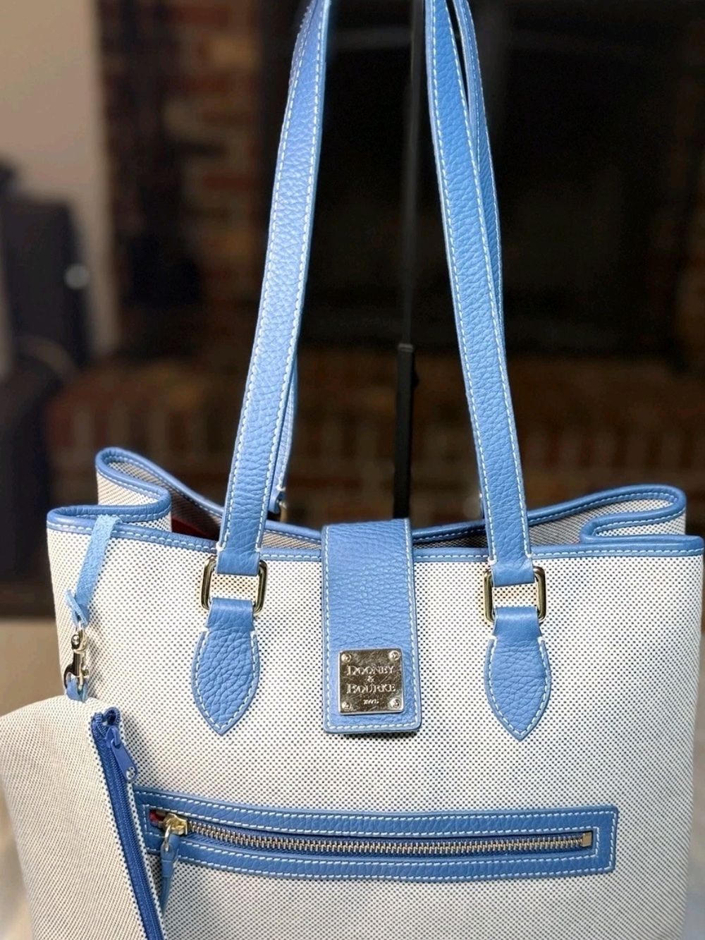 Dooney & Bourke Light Blue Trim Canvas Tote Bag - Women